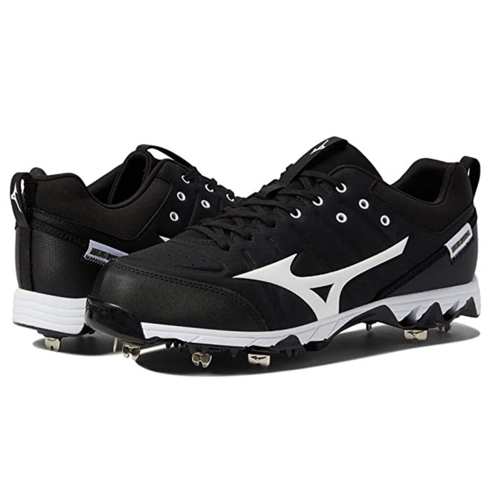 Mizuno Mens 9 Spike Ambition 2 Low Metal Baseball Cleats US 11 Black White NWOB